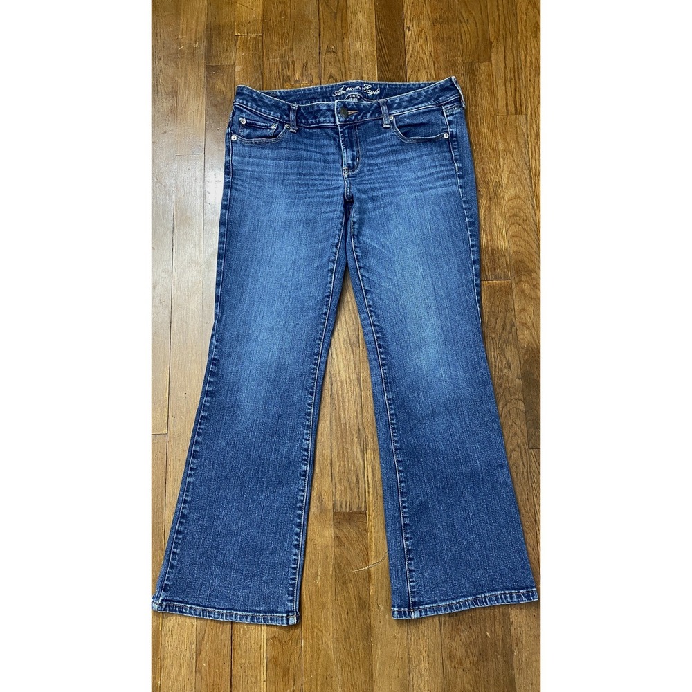 American Eagle Jeans Women Size 14 Blue Denim Favorite Boyfriend Stretch Comfort